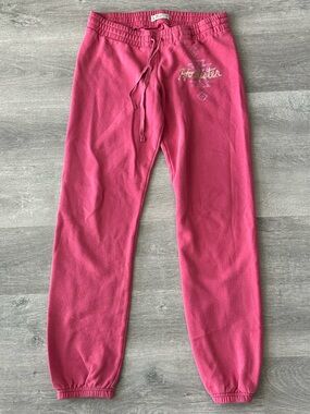 Y2K Hollister Pink Sweatpants with Drawstring Waist
